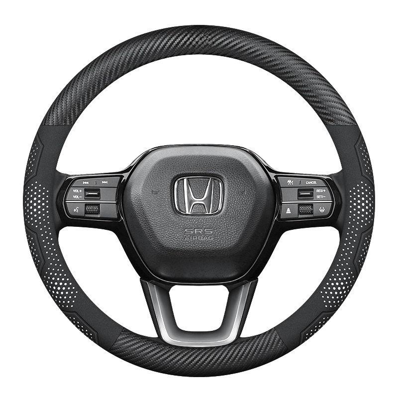 AAAKQ1 For Honda CRV steering wheel cover special flip fur Napa leather pattern sports carbon fiber pattern sweat-absorbing