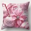 Christmas Decoration Pillowcase New Year Gift Pink Christmas Stick Color Ball Garland Pattern Home Decoration Sofa Cushion Cover