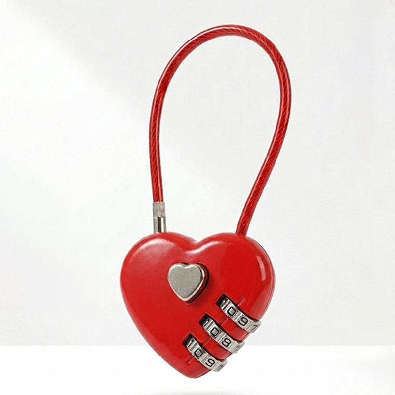 1Pcs Password Code Padlock Heart Style 3 Digit Password Combination Lock Love Password Lock Concentric Lock Padlock