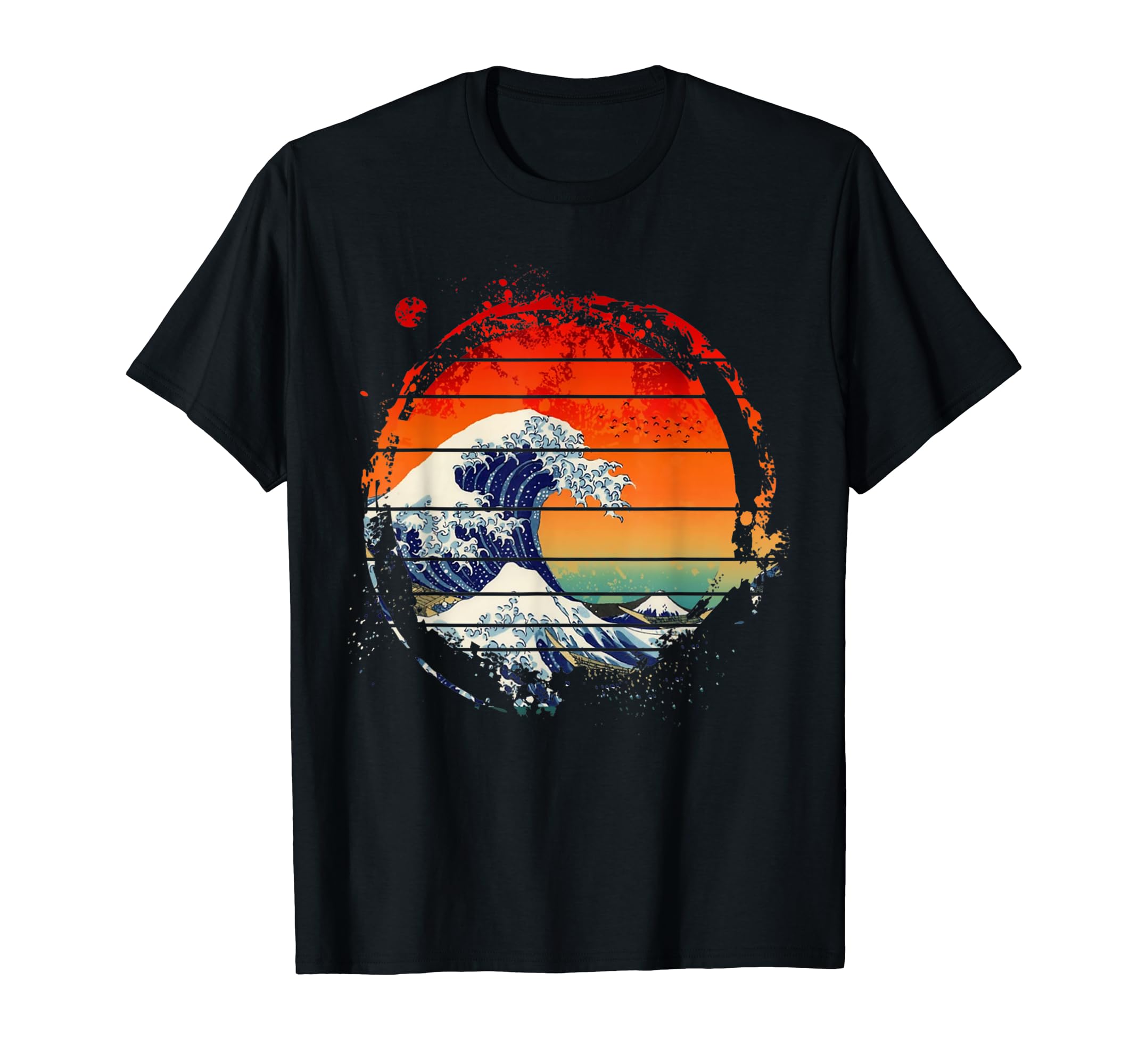 

Vintage Sunset Kanagawa Great Wave Japanese T-shirt чёрный
