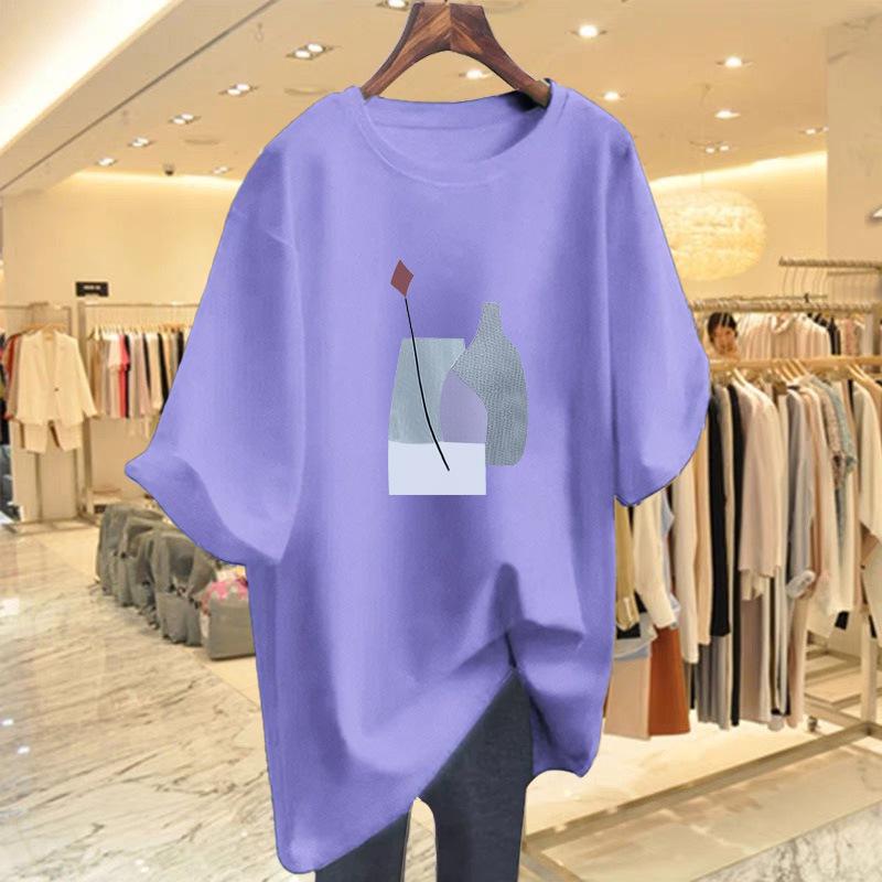 Women's Round Neck Short Sleeve T-Shirt - 2025 Slimming, Versatile, Middle-Aged Style for Spring/Summer