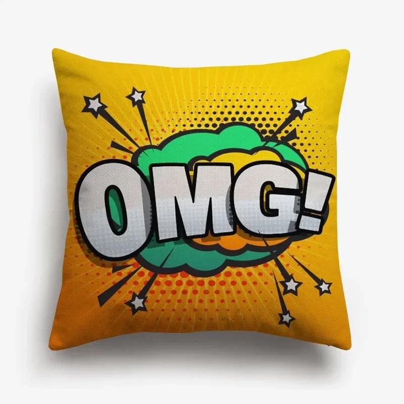 American POP ART Cushion Covers BANG WOW BOOM POW Cushion Cover Home Decorative Linen Pillow Case for Sofa Couch