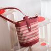 Elegant houndstooth bucket bag for women, 2023 winter new model, large-capacity woven bridal bag, versatile wedding handbag