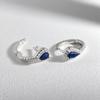 Effie Queen Opulent 925 Sterling Silver Hoop Earrings with Blue Stunning Water Drop-Cut Zirconia Elegant Jewelry for Women LZE16