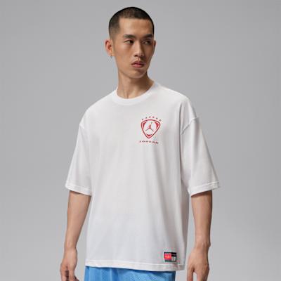 Jordan Brooklyn T Shirts Men s White/University Blue Crew Neck Moderat S