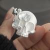 925 Sterling Silver Rings for Women Couple Minimalist Handmade Simple Big Skull Shape Ring Fine Jewelry Gift Prevent Allergy