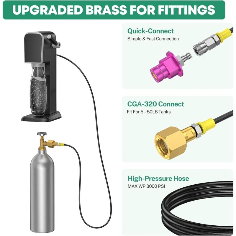 High Pressure CO2 Transfer Hose Food Grade Materials Aluminum Alloy Sodas Machine Adapter Connector