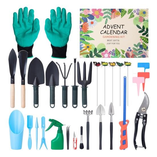 Advent Calendar Gardening Tool Set 24 Days Outdoor Planting Tools for Succulents Care Christmas Gift for Plant Lovers