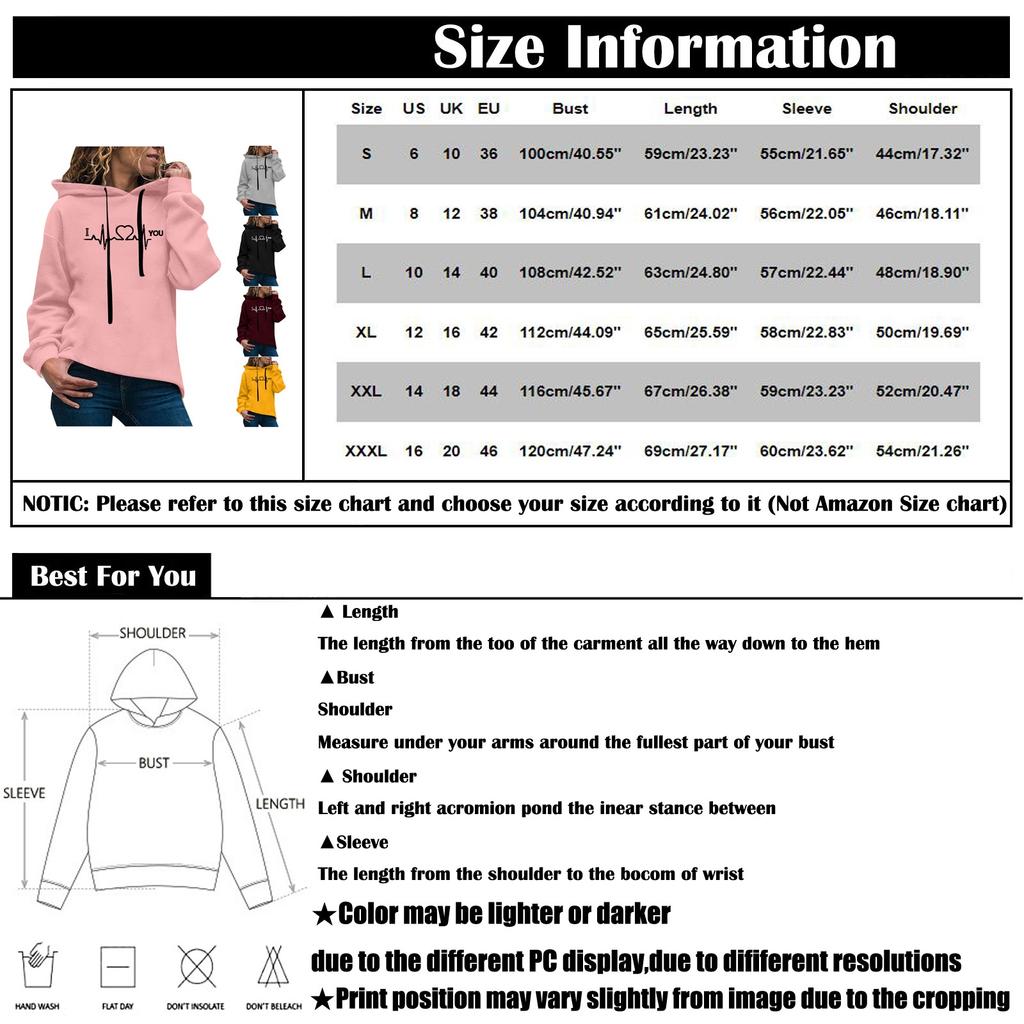 Women's Fashion Casual Fun Print Hooded Sweatshirt Loose Sports Tops Pullover