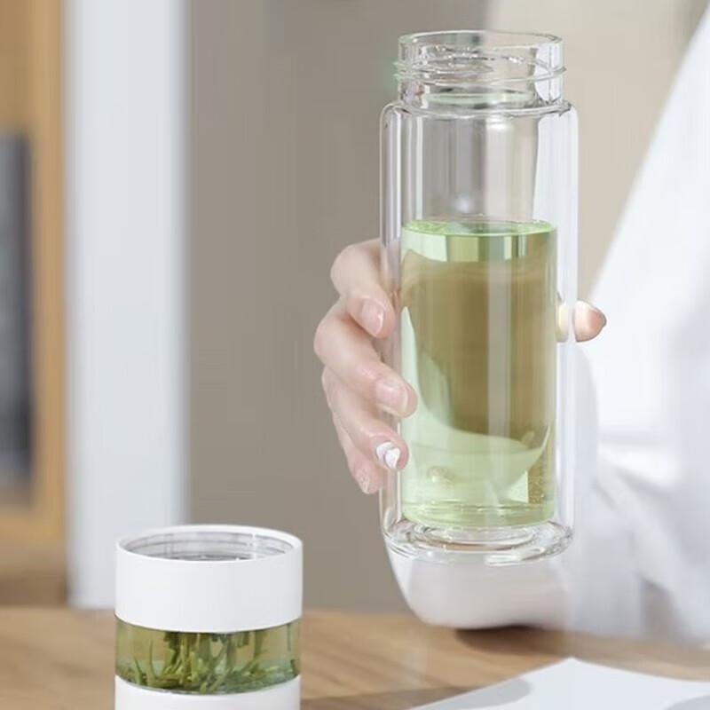 QUANGE Double-Wall Glass Tea Infuser Bottle