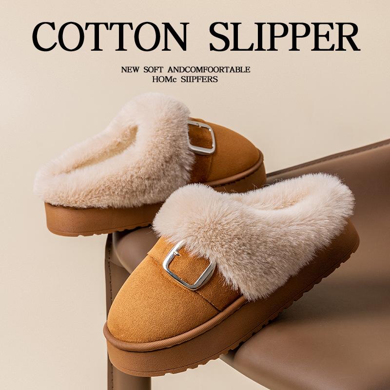 Cotton slippers autumn and winter warm indoor 2025 new home home fleece non-slip winter