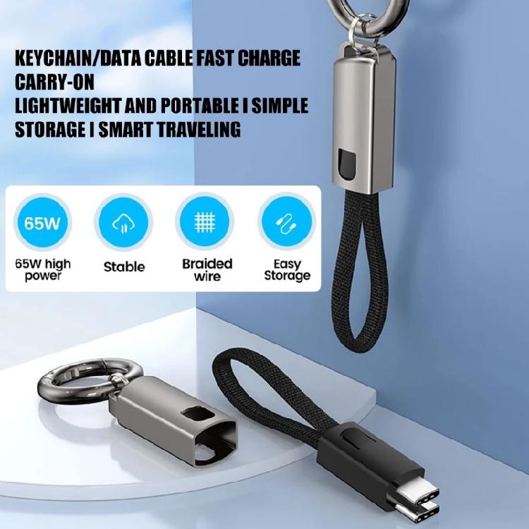 Phone Lanyard Data Cable Quick Charging PD65W USB C To Type C Short Cable 16CM with Keychain Hook Efficient Power Supply