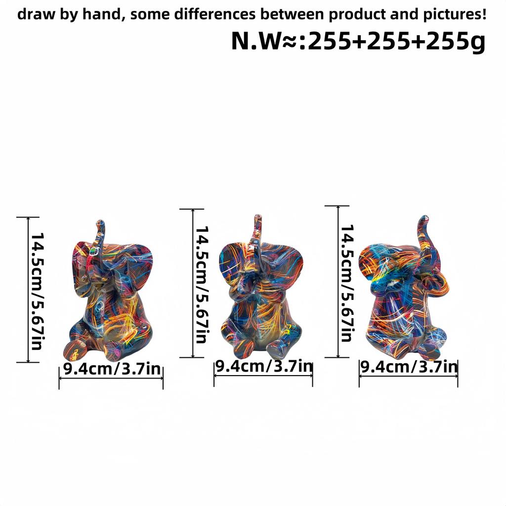 Creative Colorful Baby Elephant Ornaments Home Living Room Entrance Figurine Wine Cabinet Desktop Creative Decoration Crafts