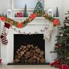 Yousheng 180CM Artificial Christmas Garland with Light Simulation Flower Holly Berry Red Balls Fake Rattan Mantle Fireplace Porch Outdoor Decoration