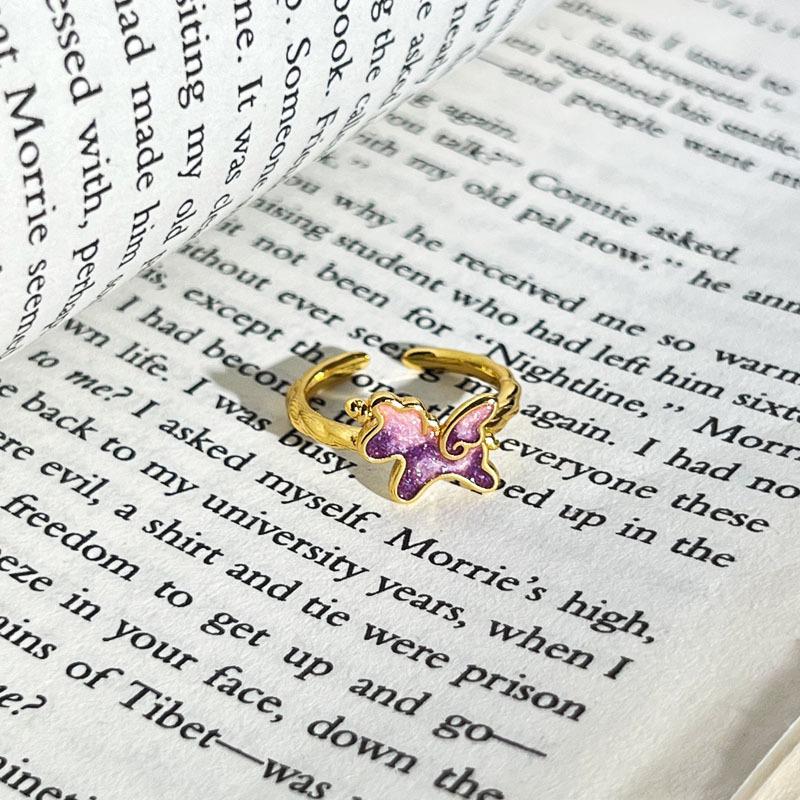 2026 Color Butterfly Flower Niche Design Sweet and Cool Opening Ring Women s Fashion High Value Stacked Ring Resizable