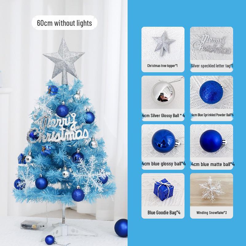 New Style Mini Blue Christmas Tree Set - 45cm/60cm Desktop Decoration
