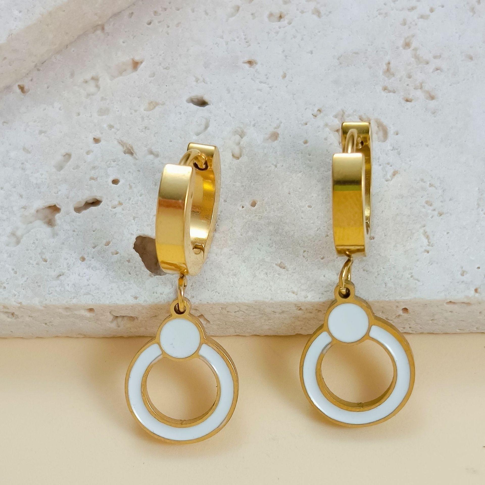 Elegant Gold Plated Round Drip Oil Earrings - Unique and Trendy Design золотой