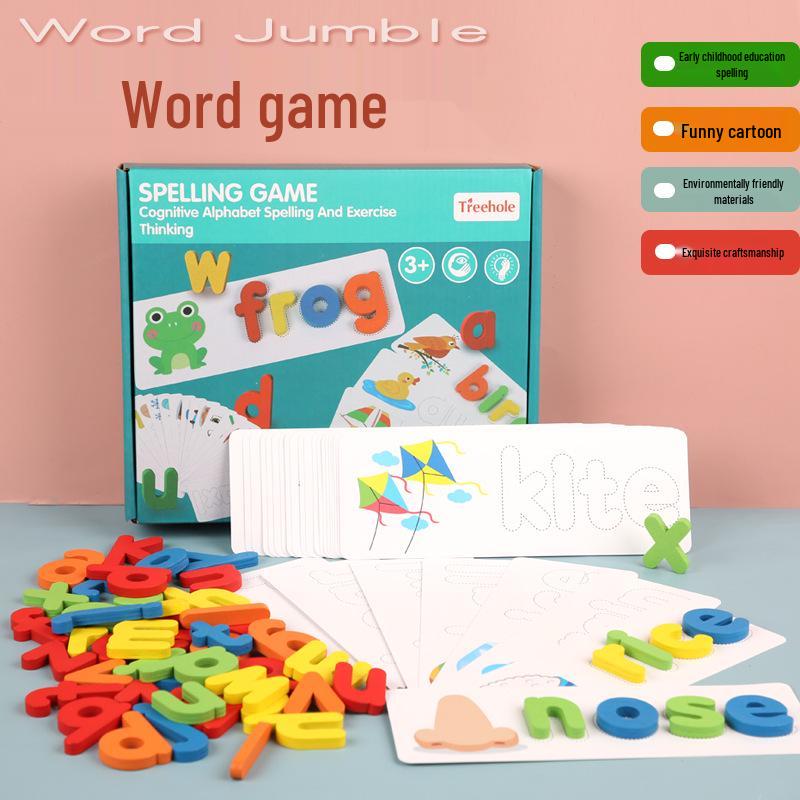 Cross-border Fun Wooden Word Battle Game: 26 Alphabet Matching Blocks Educational Toy