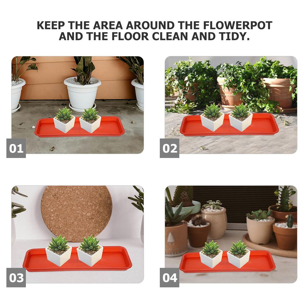 5Pcs Plastic Rectangular Plant Tray Base Light Brown Flowerpot Water Catcher Drip Saucer Planter Tray Indoor Outdoor Accessory
