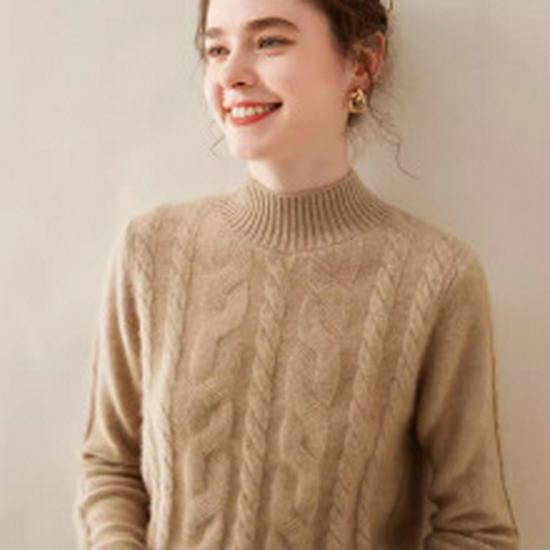Women's 2024 Pure Wool Knit Cardigan - Round Neck, Long Sleeve, Versatile Base Layer