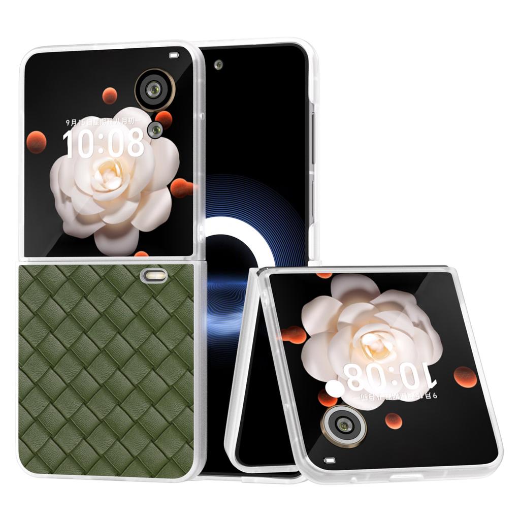 For Honor Magic V Flip 5G Case Woven Texture Matte Edge Leather+PC Phone Cover
