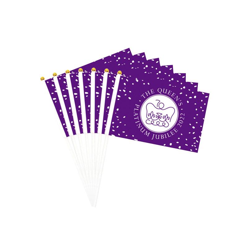 10pcs Queen Elizabeth II Platinums Jubilee Flags On Stick Queen Enthronement Union Jack Hand Held