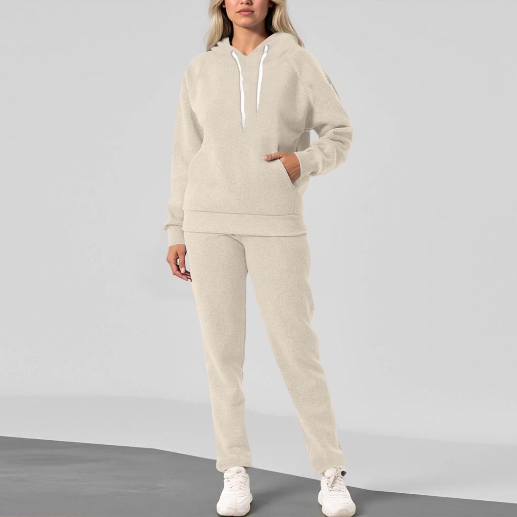 Women's Fashion Solid Colour Long Sleeve Long Pants Sport Two Piece Set