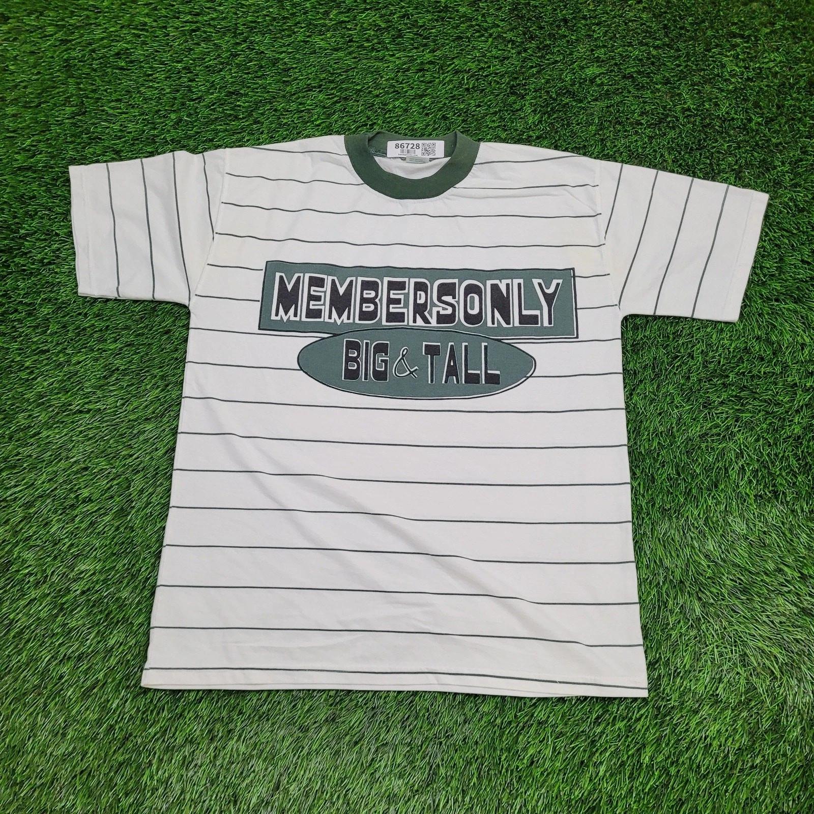 Винтажная рубашка в полоску Members-Only 90-х M/L 21x27 Белая Зеленая 2XL