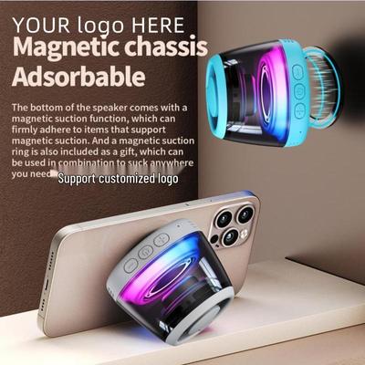 Magnetic Bluetooth Speaker Phone Stand with RGB Light and TWS Subwoofer for Outdoor Use