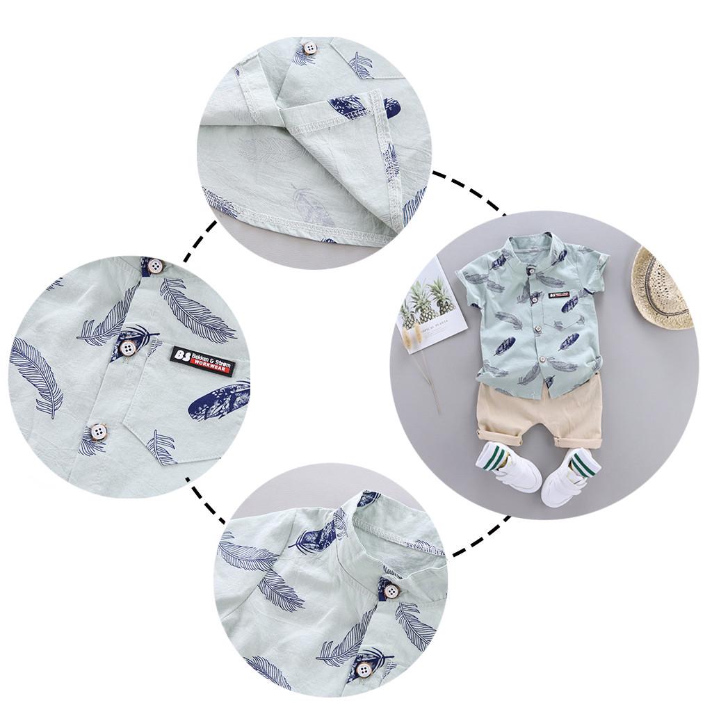 BELT 1-4Years Infant Baby Boys Clothes Set Cartoon T-shirt Tops+Shorts Summer Outfits