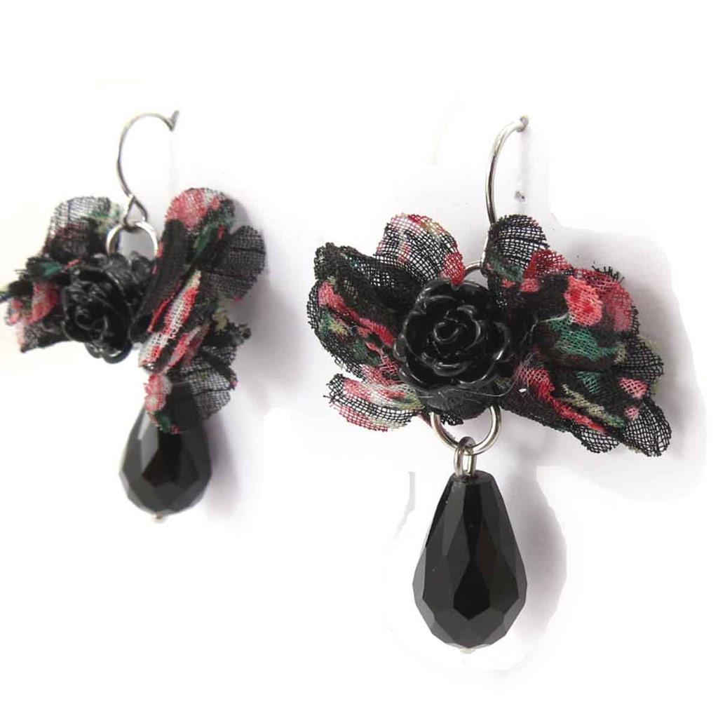 Les Trésors De Lily [J7030] - Cercei de designer „Scarlett” negru roșu