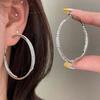 925 Sterling Silver Earrings For Women Trendy Geometric Big Round Zircon Earring Jewelry Prevent Allergy Party Gift Accessories
