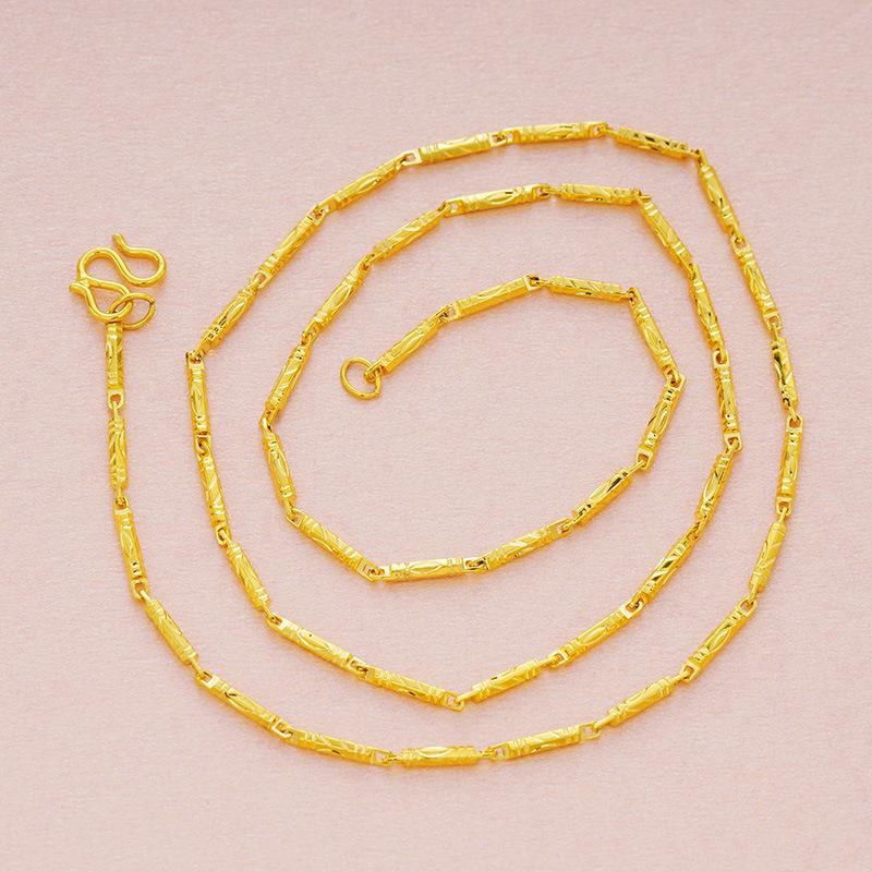 Collar Hexagonal Puro de Latón Chapado en Oro Real para Mujer Oro Arena Vietnamita Oro Simulado Collar Clavícula Regalo Joyería