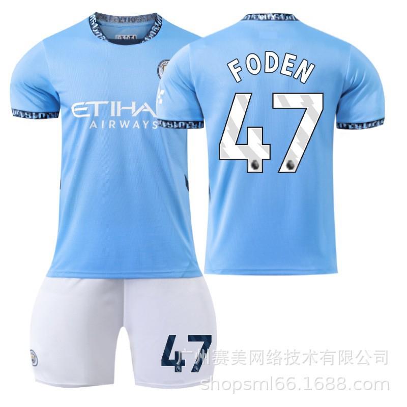 Manchester City Heim-Fußballtrikots 9 Harland 47 Forden 19 Alvarez 11 Doku 2425 Trikot-Set