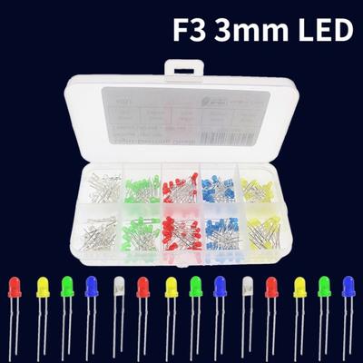 50-200 PCS 3mm Led Diode Bright Multicolor Individual Light Emitting Diodes Assortment Kit Red/Green/Blue/Yellow/Orange/White Lamps