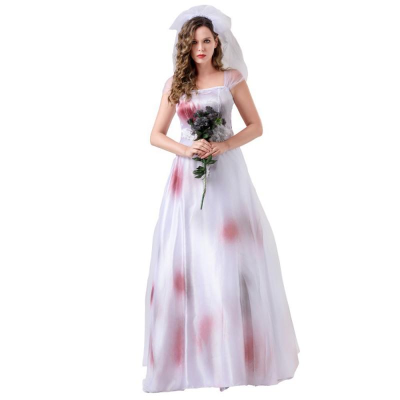 Halloween Ghost Bride Costume Womens Cosplay Dress Party Prom Role Play Outfit