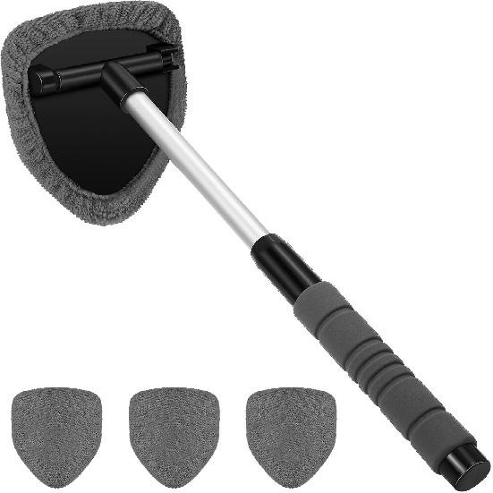 Windshield Cleaning Tool, Microfiber Car Window Cleaner with 4 Reusable and Washable Microfiber Pads and Extendable Handle Deals