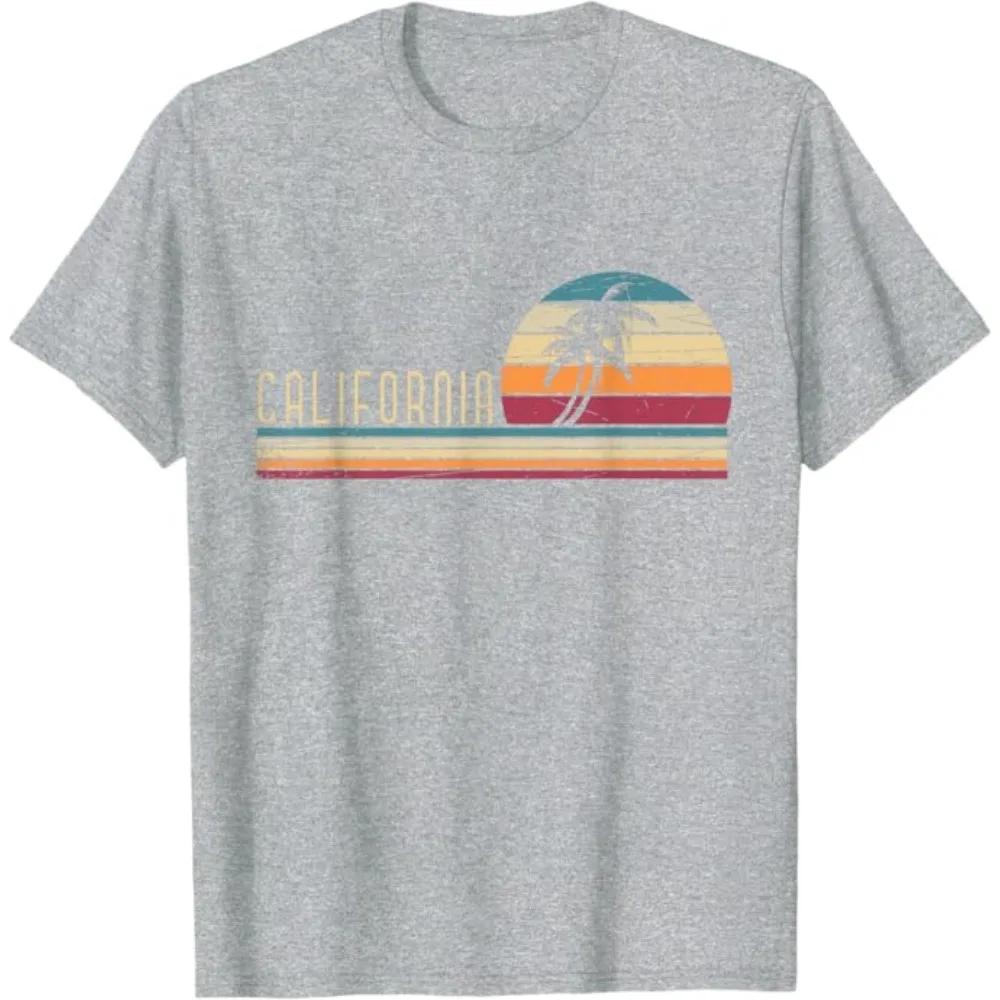 Cali Summer Vacation CA Palm Trees USA Retro California TShirt Men Women Summer Fashion Cotton Roundneck Shortsleeved Top