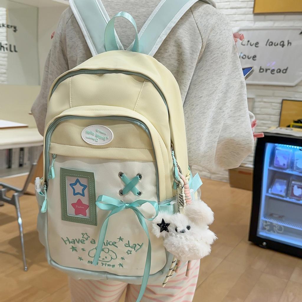 Schoolbag1011 New dopamine schoolbag for junior high school students High value backpack Large capacity casual versatile backpack