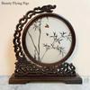 1pc, Su Embroidery Ornaments, Chinese Embroidery Crafts, Double Sided Embroidered Ornament, Solid Wood Desktop Decoration