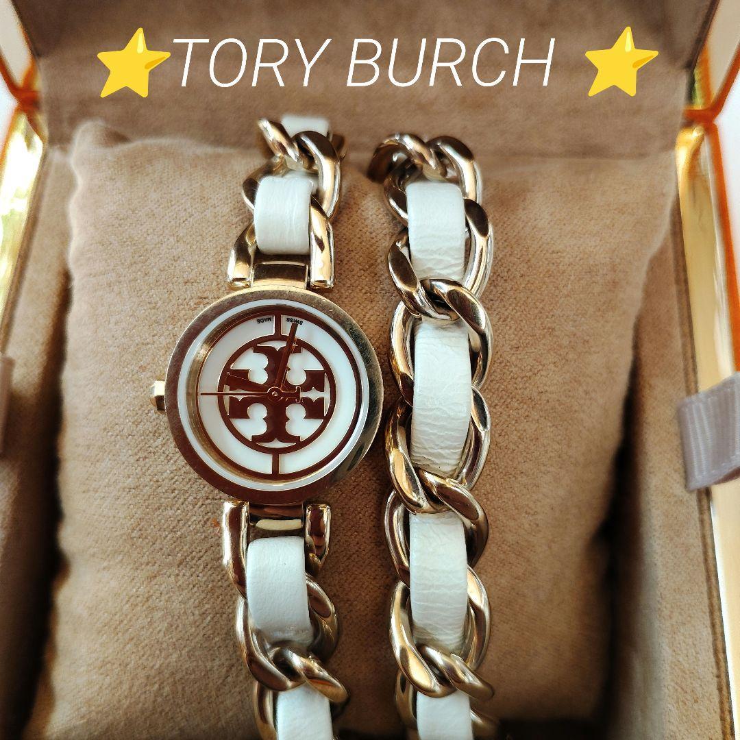 Used TORY BURCH Tory Burch Gold White All accessories included