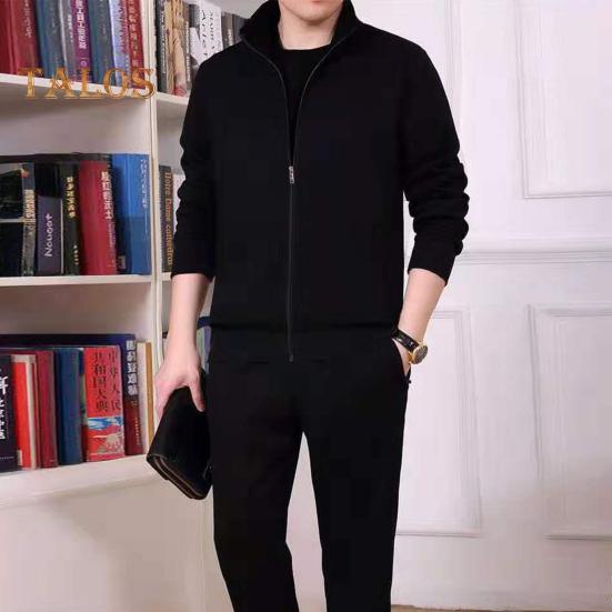 2 τμχ/Σετ Ανδρικό Αθλητικό Πέτο Πέτο Μακρυμάνικο Φερμουάρ Παλτό Ελαστική Μέση Τσέπες Μακρύ Παντελόνι Σετ Παντελόνι Μονόχρωμο Φούτερ Σετ Φούτερ