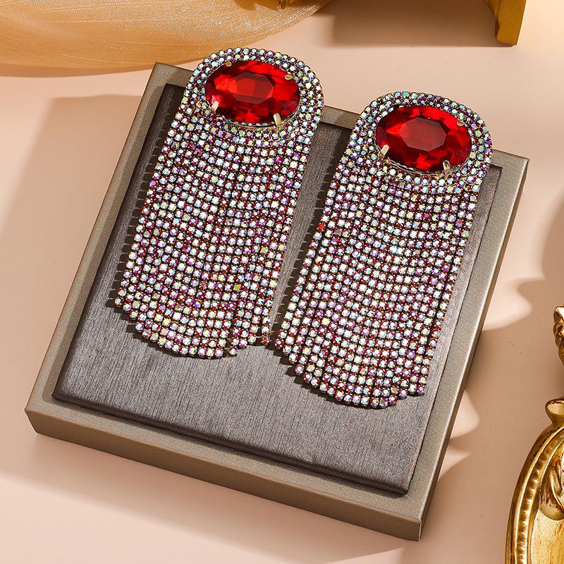 Exquisite 2023 Women s Rhinestone Tassel Earrings with European & American Light Luxury Style