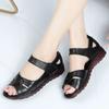 Summer Soft Leather Sandals Women's Flat Bottomed Non Slip Shoes Flat Heel Plus Size Soft Soled Women's Shoes