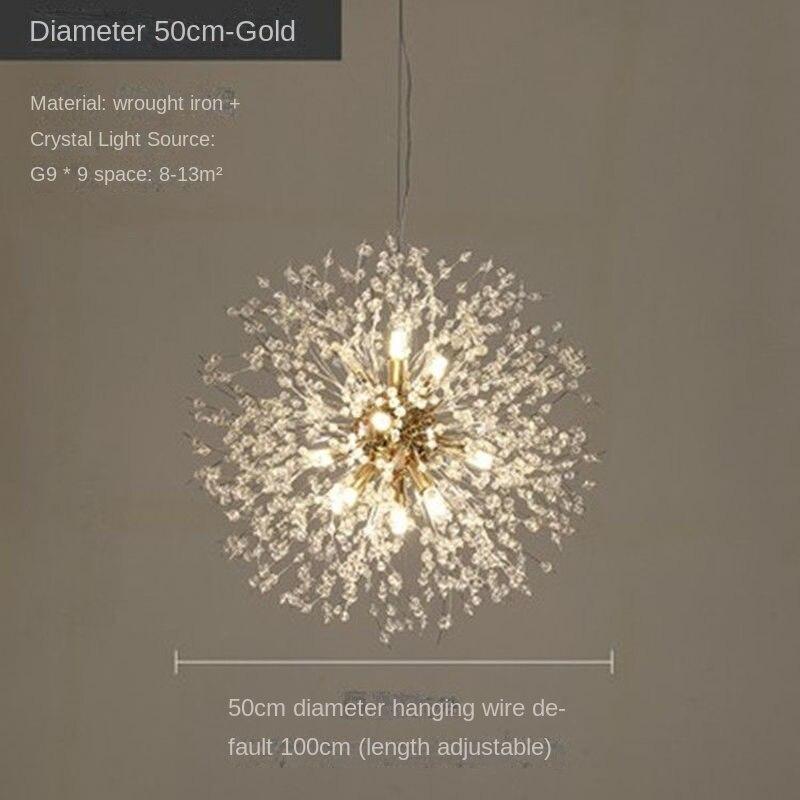 Modern Crystal Dandelion Chandelier Lighting Pendant Lamp For Living Room Dining Room Home Decoration