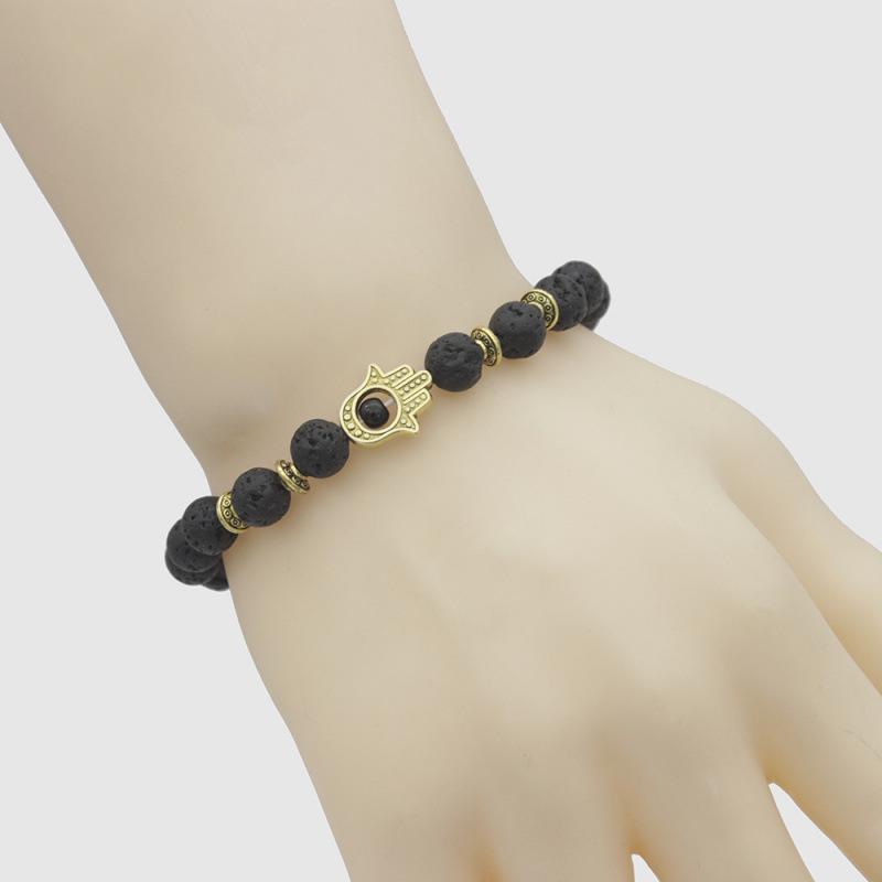 European-American Style 8MM Volcanic Rock Fatima's Hand Bracelet