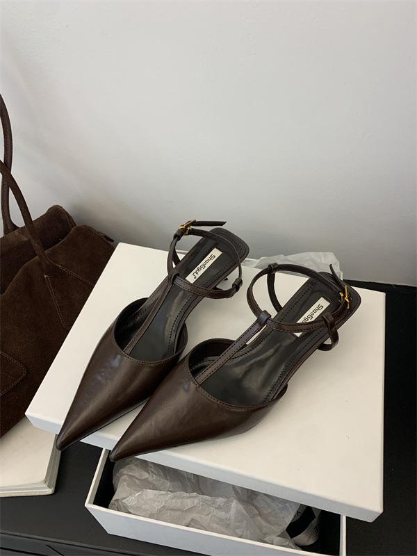 2025 spring and autumn new pointed high heels women's fashion versatile sandals thin heel bag head women's shoes