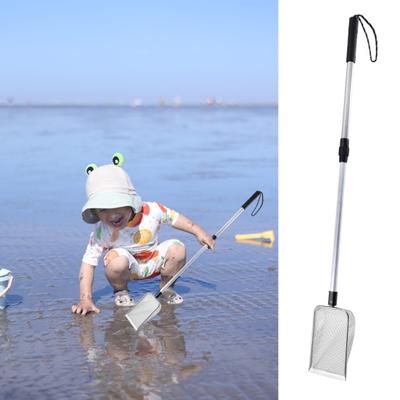 Beach Mesh Shovel Sand Sifter Adjustable Long Handle Aluminum Alloy Kids Shells Sea Glass Shark Tooth Collecting Filter Scooper