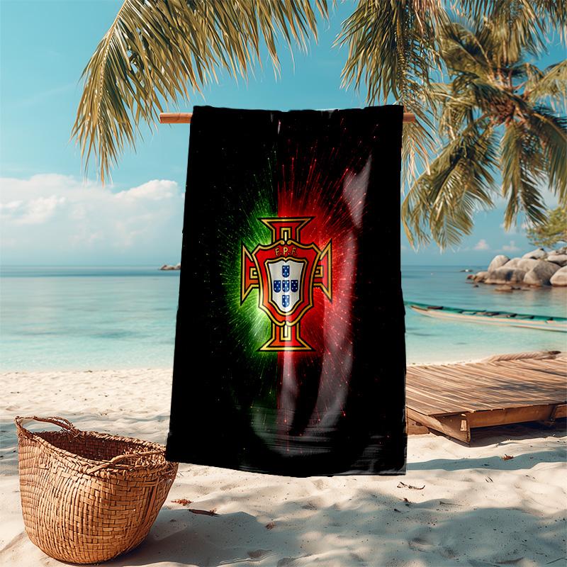 proof beach towel with Portugal Football team pattern - soft,absorbent,quick-drying,machine washable - perfect for swimming,camping,bathing