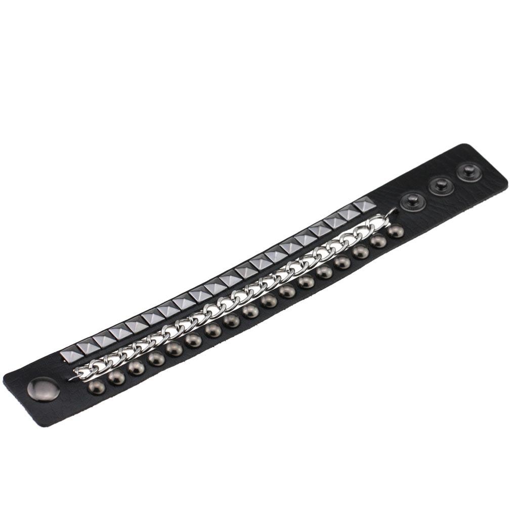 Punk Zeug Leder Nietarmband Männer Frauen Kettenmanschetten Armband Goth Schmuck Cosplay Emo Gothic Accessoires
